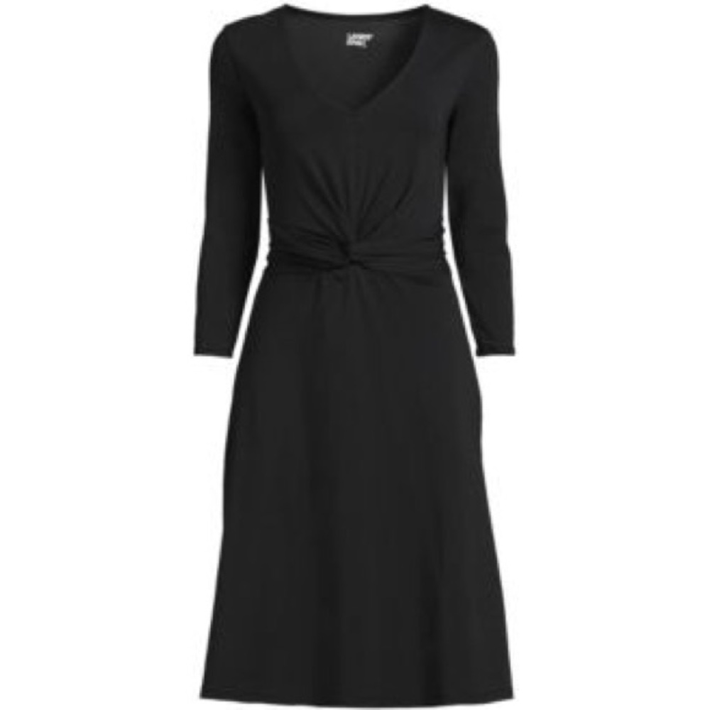 Lands' End Elegant Black Twist Front Dress